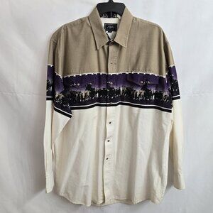 Vintage Roper Men’s Roundup Cattle Pearl Snap Western Shirt Size XL Purple/Tan
